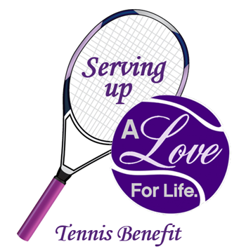Serving up a love for life tennis benefit - animated racket and tennis ball
